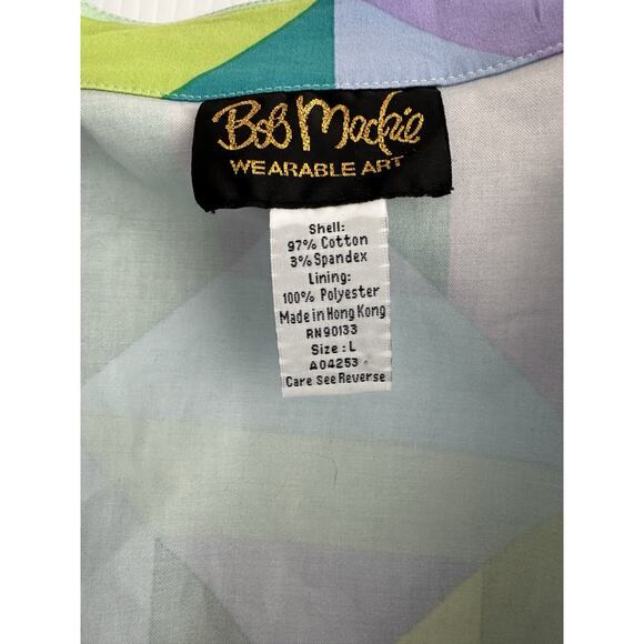 Bob Mackie Wearable Art Jacket Zip Front Geometric Pattern Pockets Size Large - Picture 14 of 16